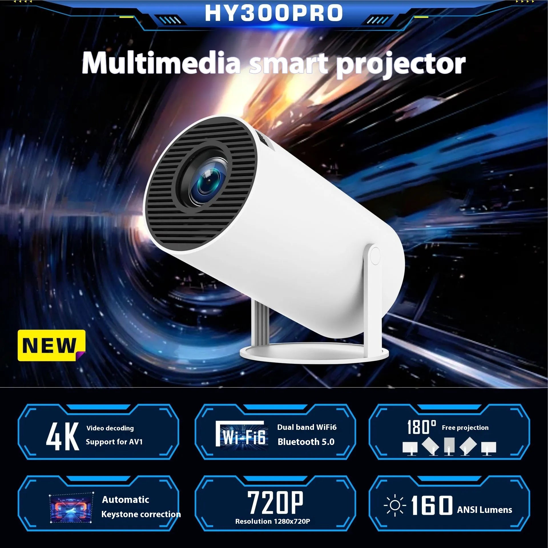 HY300 Pro Portable Projector