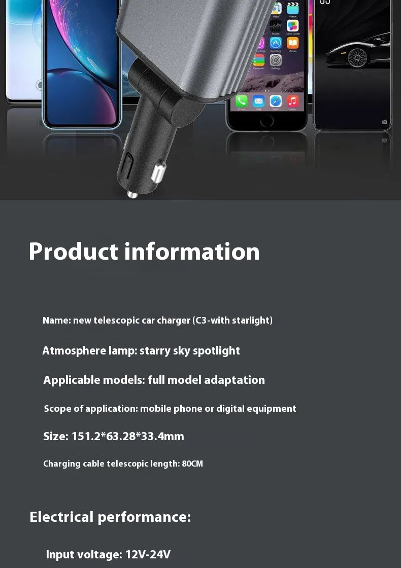 4-in-1 Retractable Car Charger