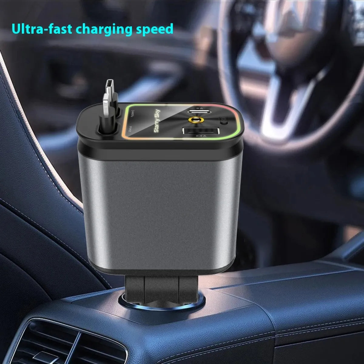 4-in-1 Retractable Car Charger