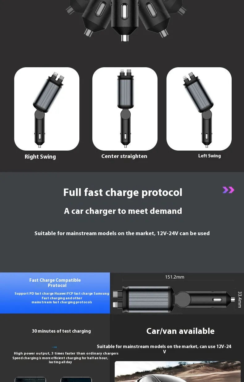 4-in-1 Retractable Car Charger